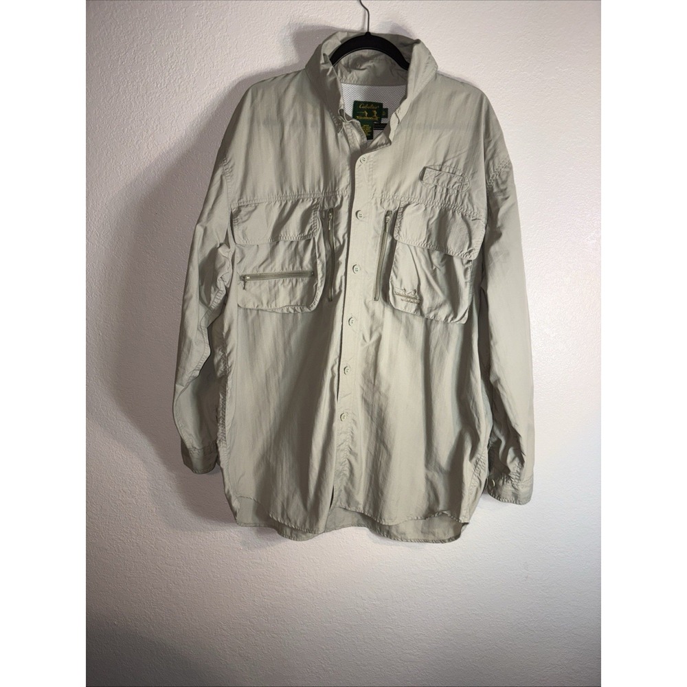 Cabelas Guidewear Shirt Mens XL Beige Vented GXII UPF‎ 40 Long Sleeve Button-Up